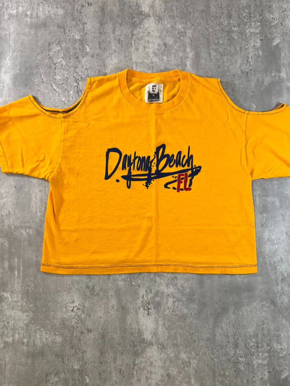 Women’s Crop Top Furst of a Kind Yellow Daytona Beach Graphic Crop Tee